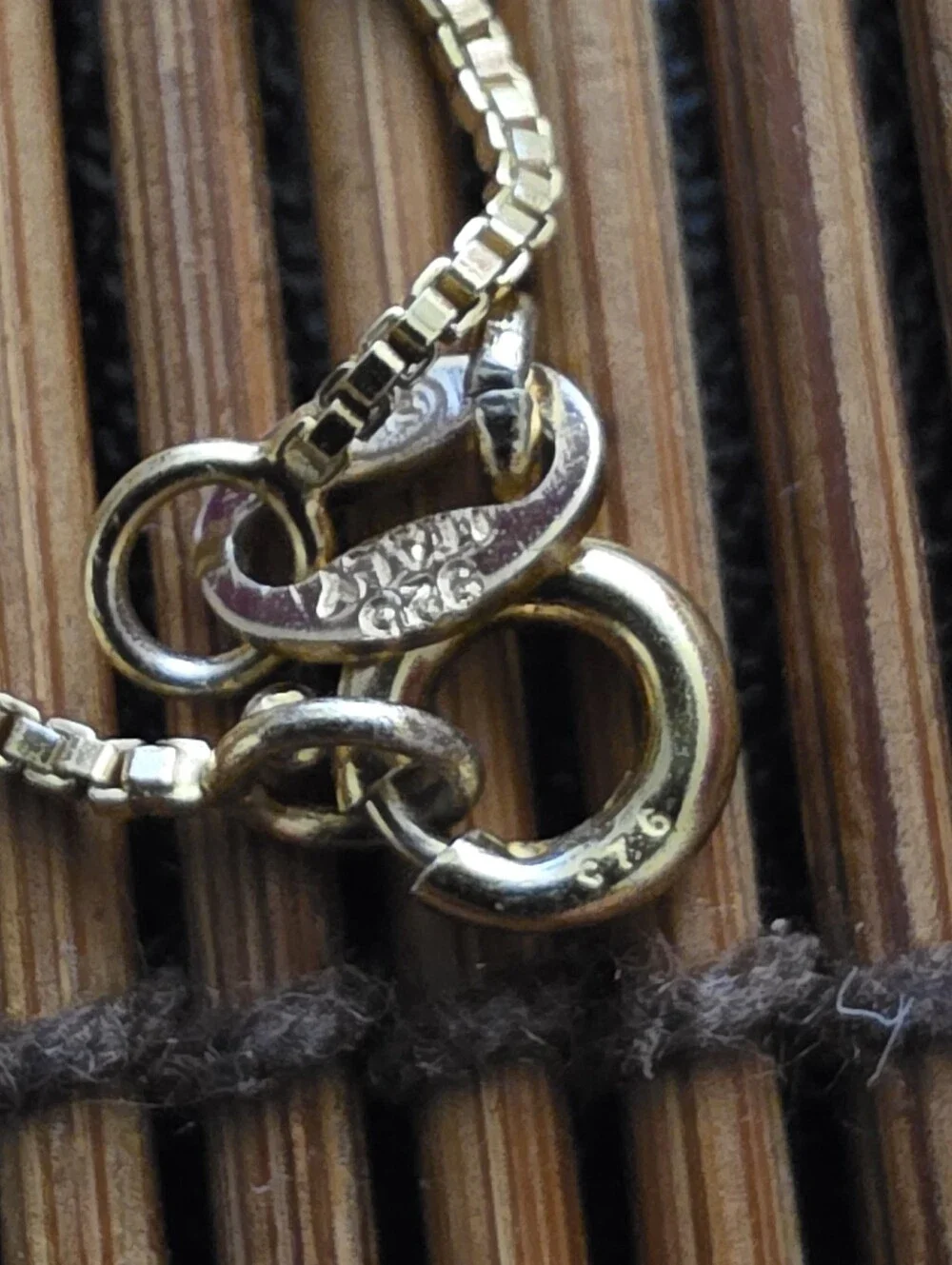 925 Silver Box Yellow Gold Chain